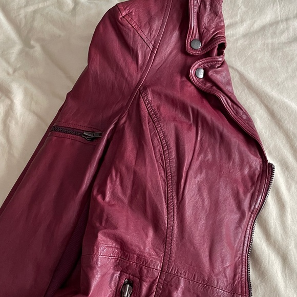 Muubaa Stunning Burgundy Leather Jacket 6 US - Picture 5 of 8